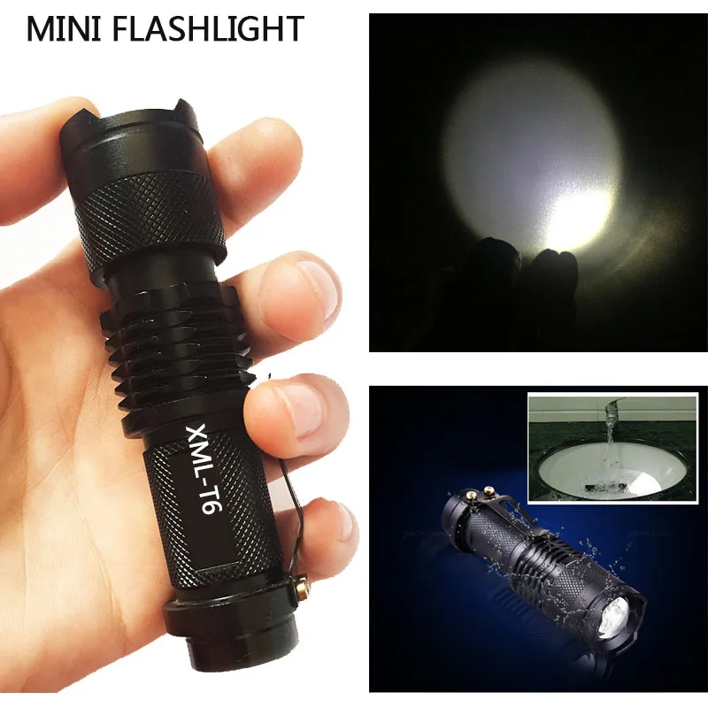 Mini lampe de poche à lumière Led, torche Super brillante, Q5/T6/L2, Zoomable, pêche, Camping, vélo, 8000lm, 14500/18650