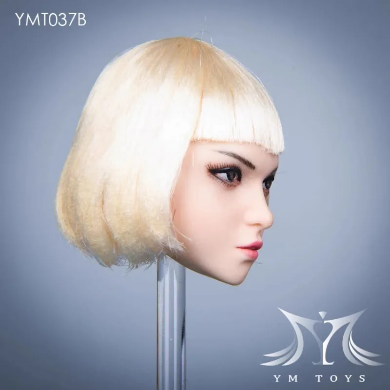 YMT037 1/6 Scale Female Soldier Head Sculpt Short Gold Hair Model for 12 Inch Wheat PH TBL JIAOU DOLL Action Toy Figures