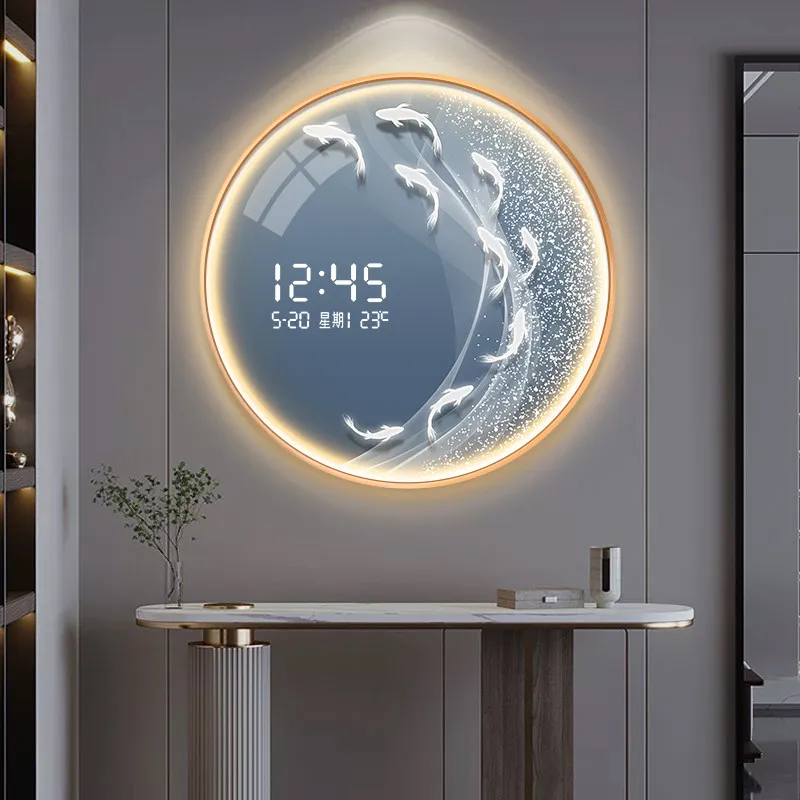 Entrance Round wall clock Restaurant Creative Bedroom Clock Wall Light Large Silent orologio da parete grandi dimensioni