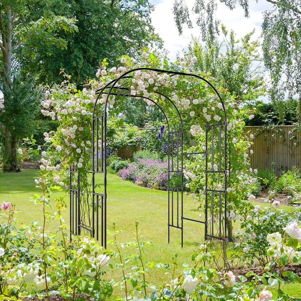 

87" H Extra Tall Garden Arch Arbor Trellis, Metal Archway Garden Trellis for Climbing Plants, Party, Ceremony Wedding Decoration