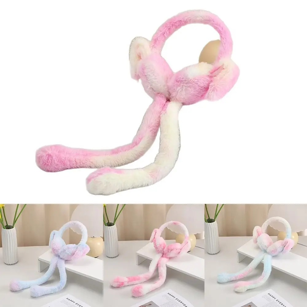Funny Rabbit Ear Muffs Colorful Soft Ear Protection Cover Moving Jumping Ears Winter Warm Earmuffs for Women Girls