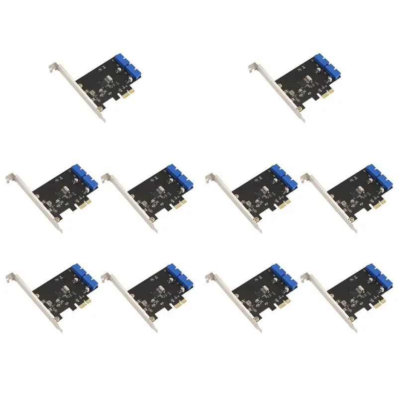 Superior 10X PCI Express USB 3.0 19 Pin Expansion Card PCIE 1X To 2 Ports USB 3 19 Pin Adapter Internal USB3 20Pin Hub Header
