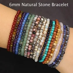 Natural Stone Crystal Bead Stretch Bracelet Lapis Lazuli Tiger Eye Round Beaded Stretch 7.5