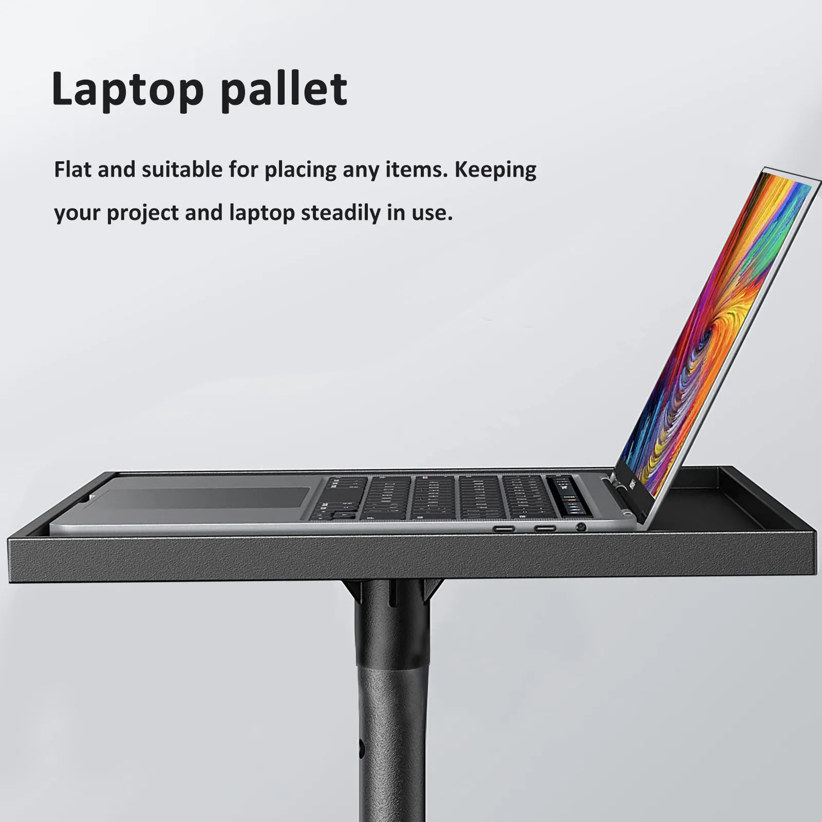 laptop-pallet-projector-shelf-tripod-stand-mount-39x29cm-steel-flat-laptop-tray-platform-non-slip-straps-thread-adapter