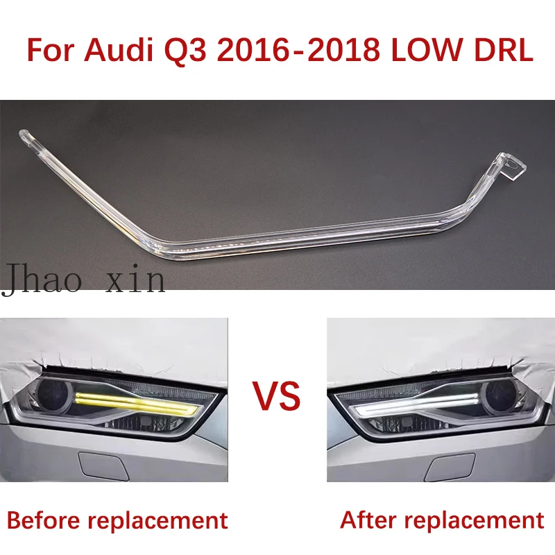 White Light For Audi Q3 Car Headlights DRL Guide Strip Lamp Tube 2016-2018 LOW European Angel Eye Ballast Daytime Running Lights