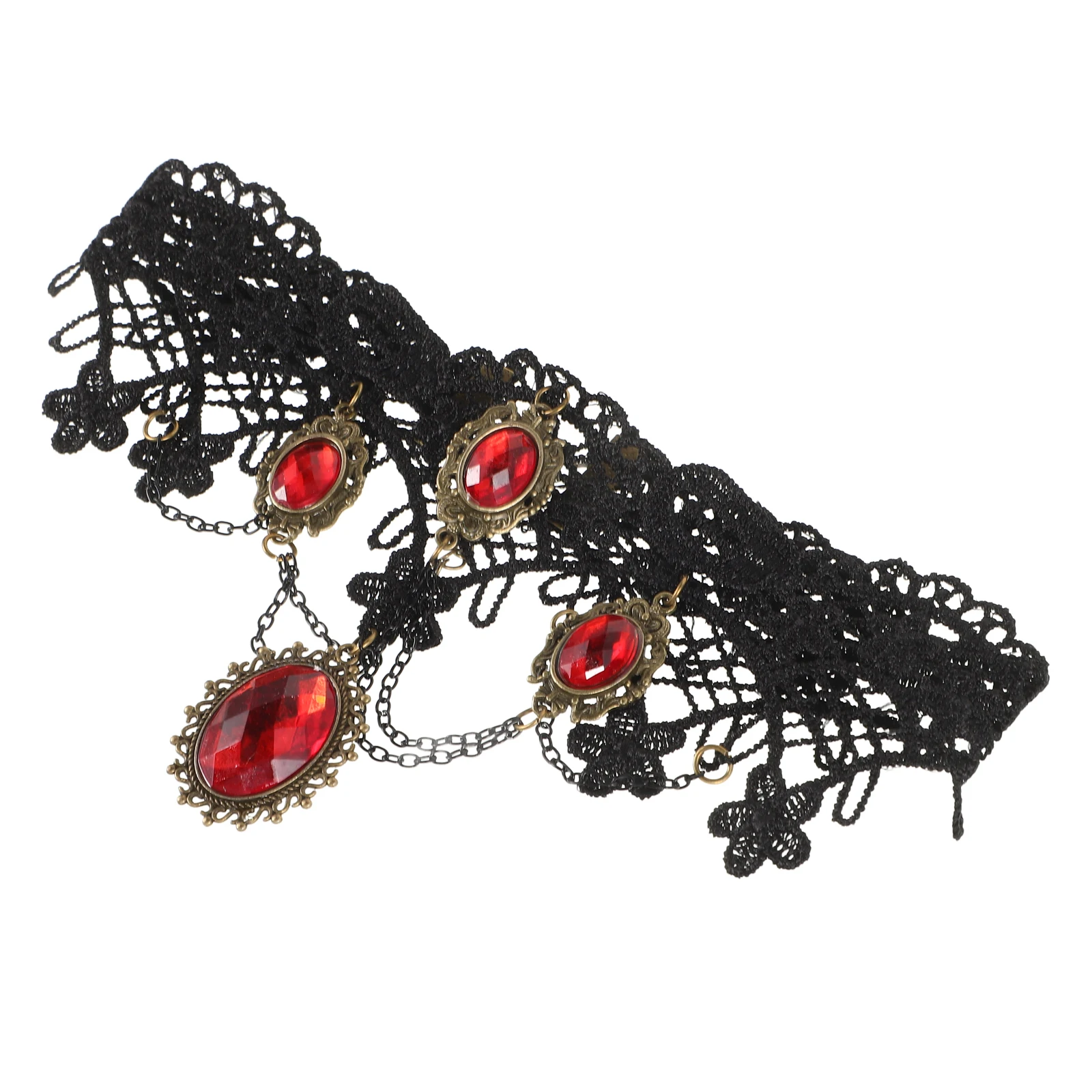 빈티지 고딕 레이스 초커 목걸이 라인스톤 장식 할로윈 코스프레 파티 목걸이 여성용 펑크 초커 목걸이