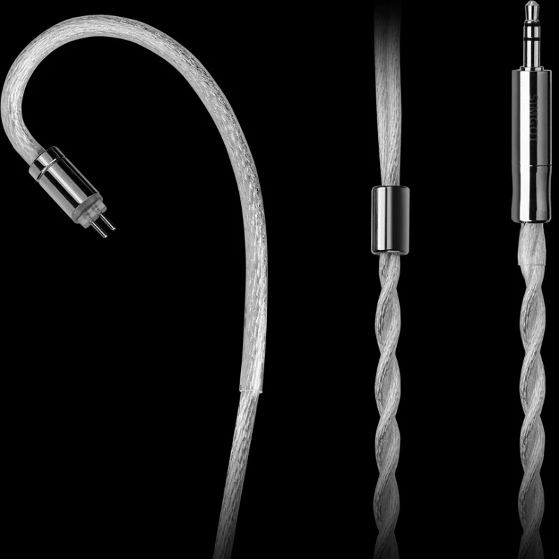 SIMGOT LC7 Kabel Peningkatan HIFI OFC Kabel 18AWG Tunggal Berlapis Perak untuk Monitor In-Ear Kabel Audiophile 3.5 + 4.4Mm Steker Dapat Dilepas