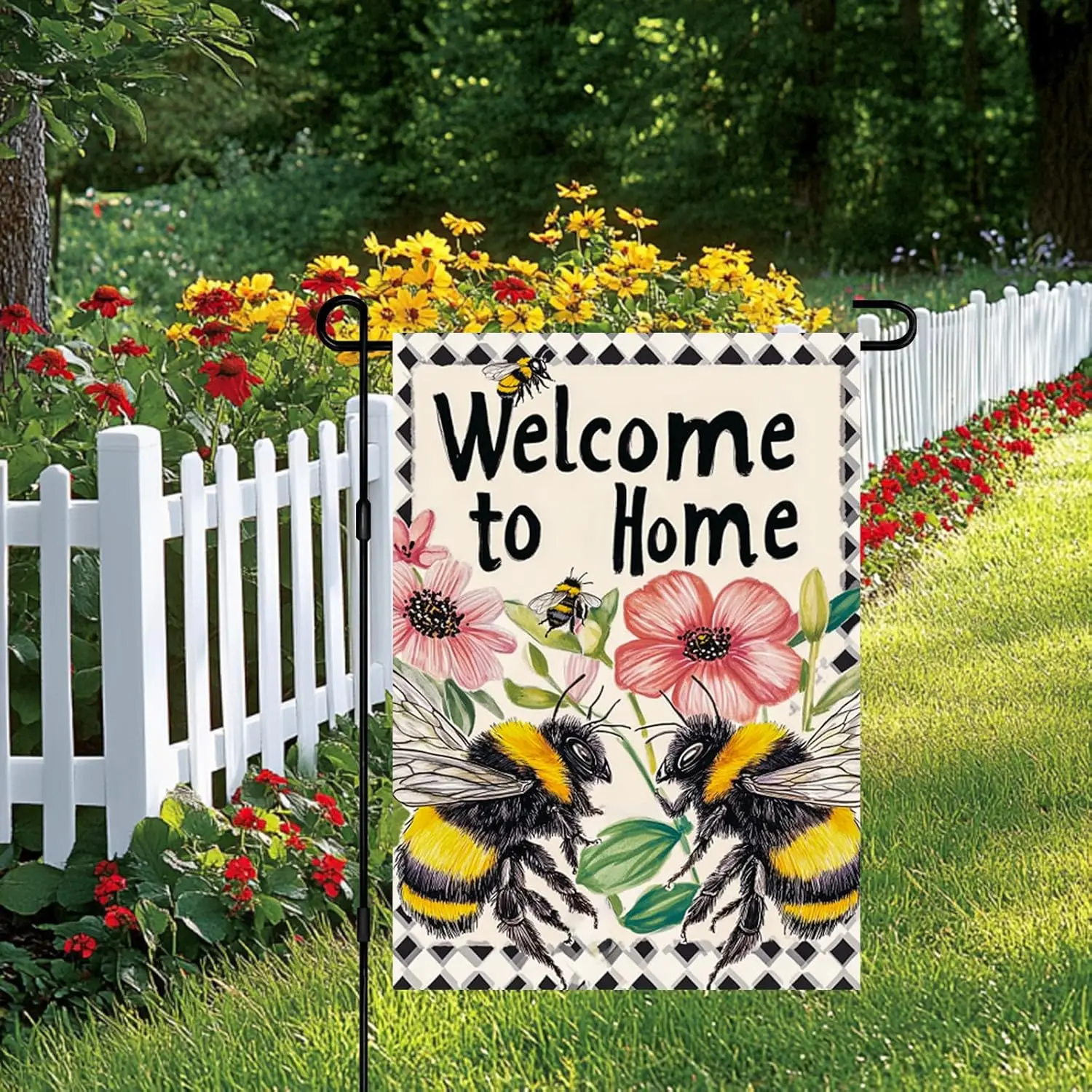 Welcome To Home Flower Garden Flag 12x18 Inch Decorative Outdoor Yard Flags for Home Decor Double Sided Vibrant Seasonal Law yyi