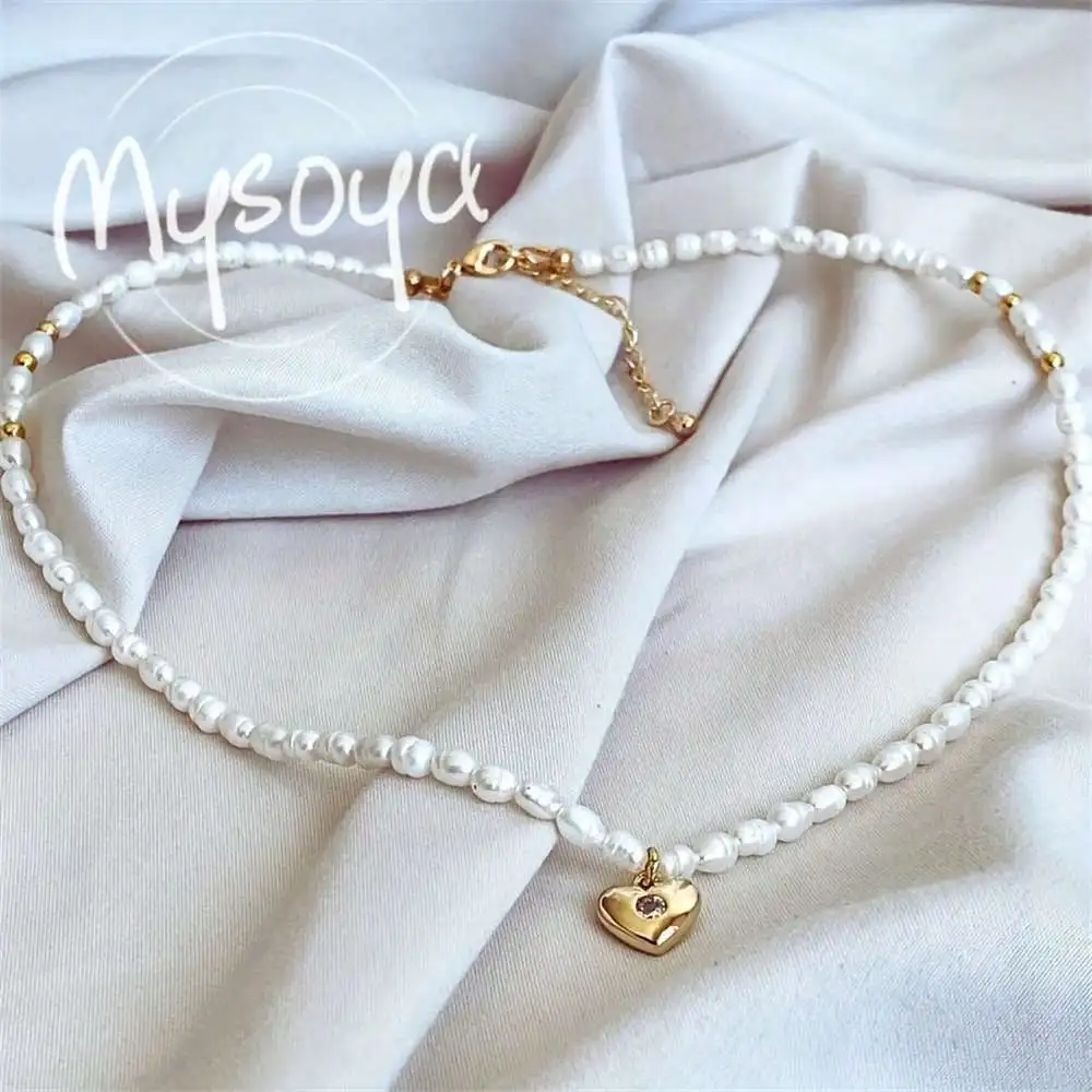 

MYSOYA ожерелье из пресноводного рисового жемчуга 5-6 мм с подвеской в виде сердца, подарочная коробка, подарок для нее/ймы, свадьба, Рождественский подарок на день рождения