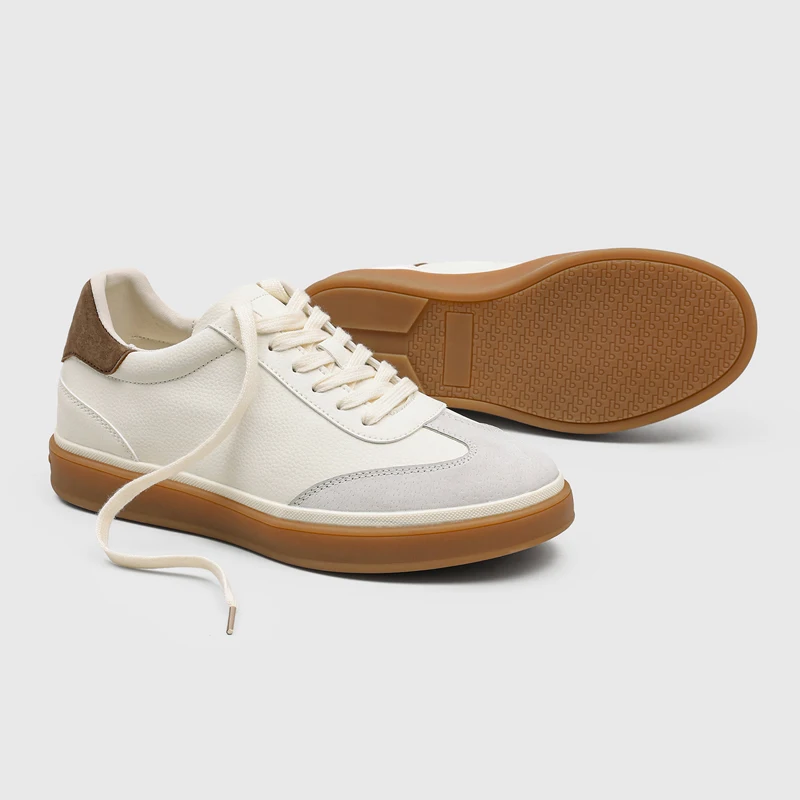 Men's Invisible Height Increasing Casual Shoes Genuine Leather Splicing Upper Lace-up Thick Rubber Sole5- 7cm Elevator Comfort - view 3