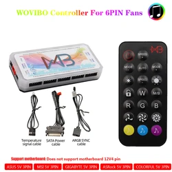 WOVIBO Fans Controller 6PIN 6 Pin For RGB 5V ARGB 120mm Fans LED Color Remote Control Light Bar Ports