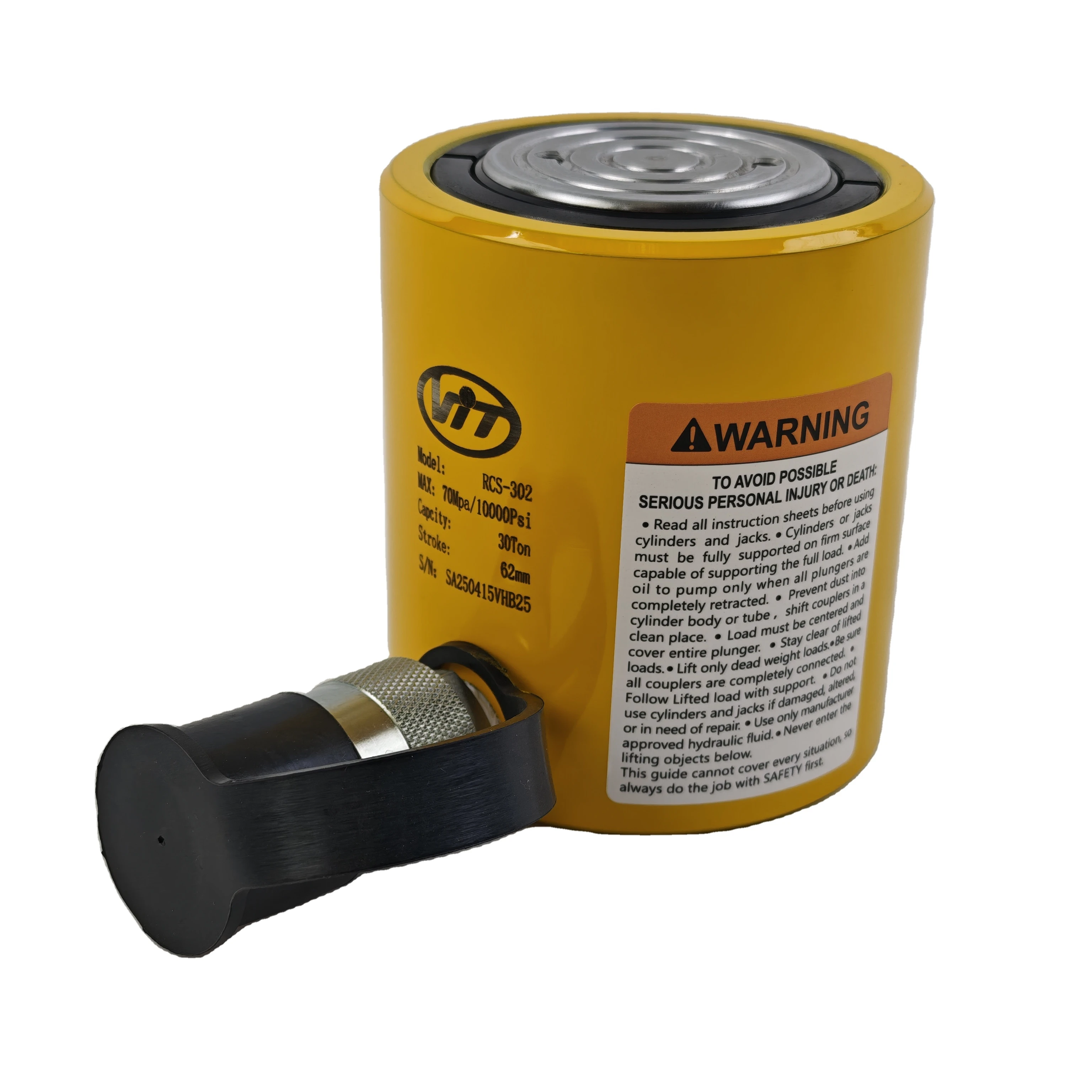 Cilindro hidráulico de 10 toneladas Carrera extendida Ram hidráulico de una sola acción RCS-101 Gato hidráulico de retracción rápida