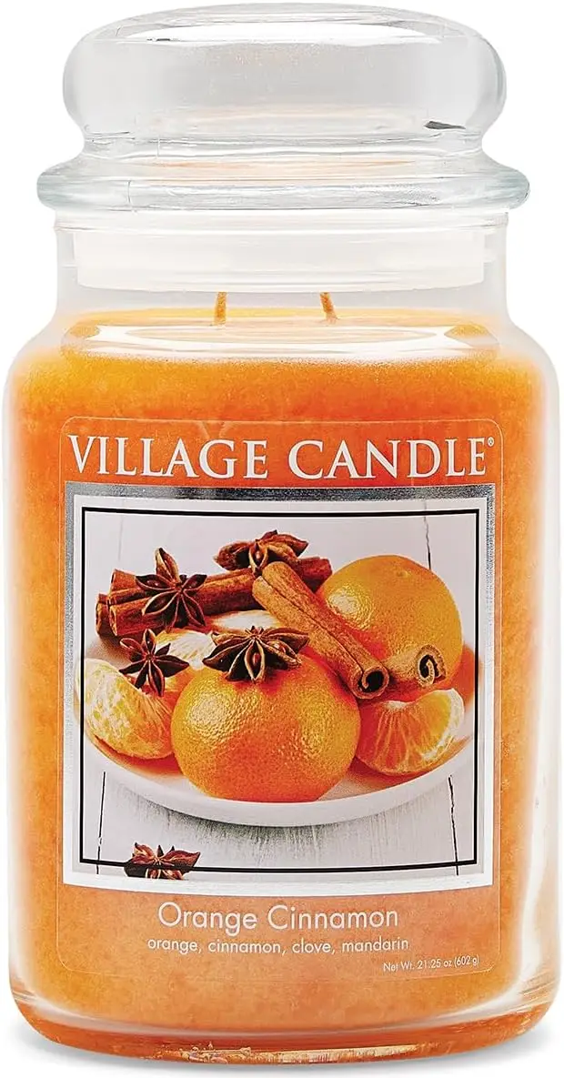 Vela Aromática en Frasco de Vidrio Grande, Aroma a Naranja y Canela, 21.25 oz, para Decoración del Hogar