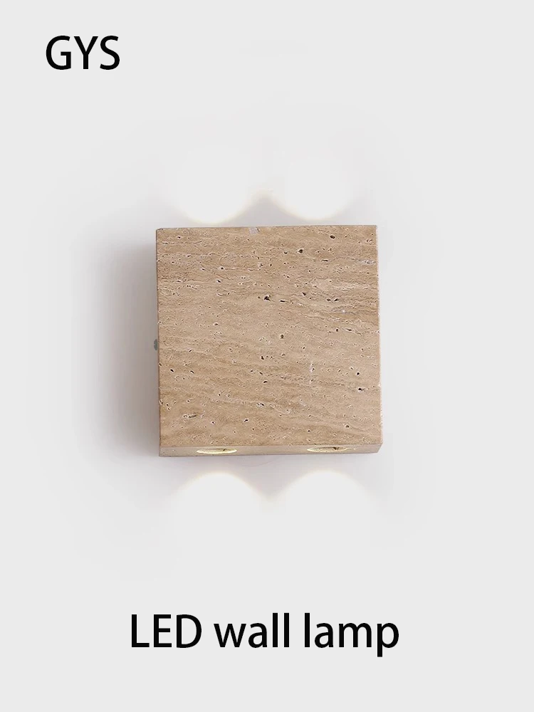 

LED Wall Lamp Square Yellow Cave Stone Light Bedroom Beside Up And Down Lighting Wabi Sabi Style Natural Home Decoration Spot