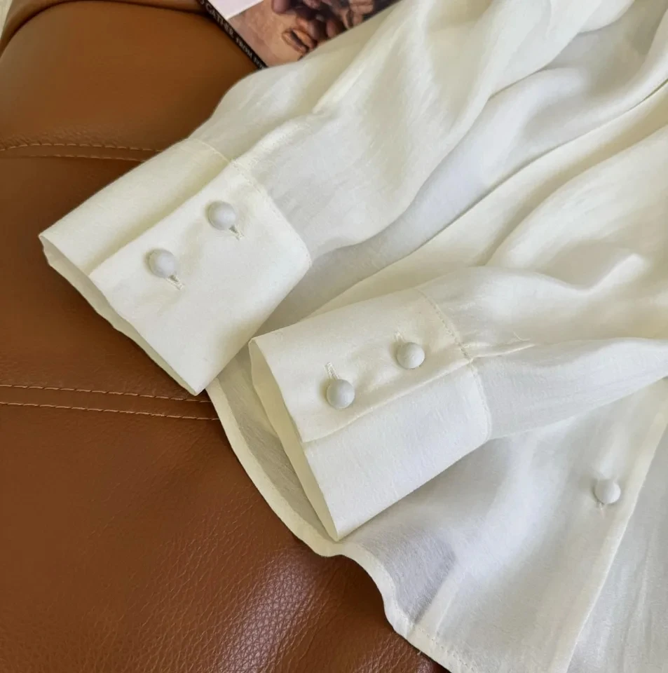 2024SS Spring Summer Luxury New Women White High Quality Lantern Sleeve Shirt Blouse