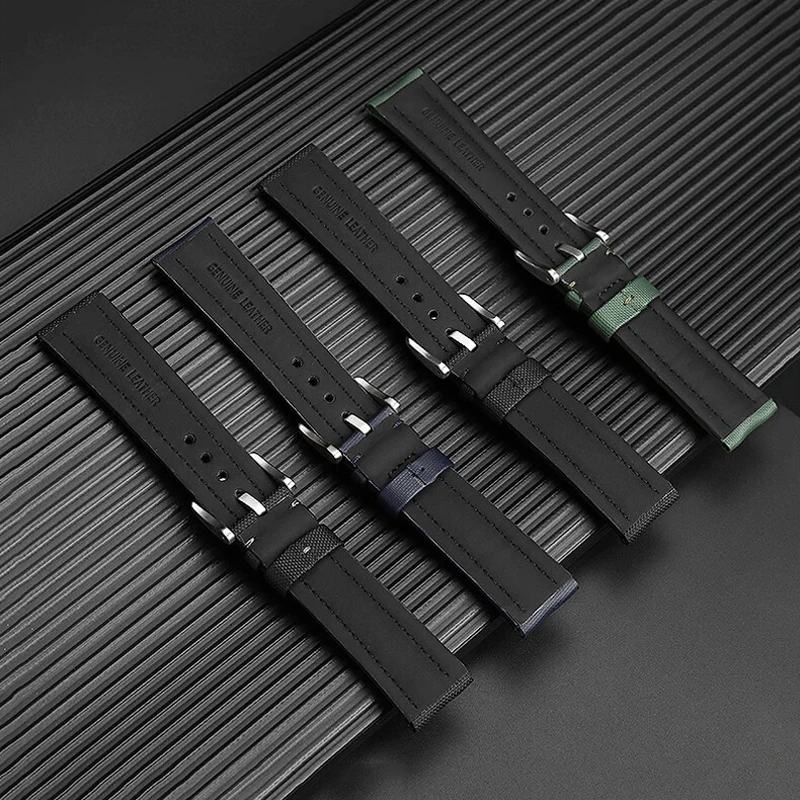 23mm Watchband Special for Blancpain Fifty Fathoms 5000 5015 Strap Butterfly buckle wristband  Canvas Leather Bottom Watch strap