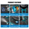 Kamolee高トルクインパクトレンチ、ワイヤレス充電、電気レンチツール、Makita18V-21Vバッテリー、4100n.m、3/4インチと互換性があります 5