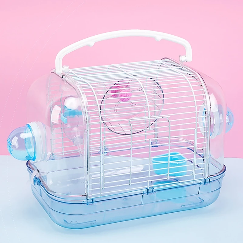 

Hamster Cage Travel Carrier Portable Breathable Cage with Food Bowl Water Bottle Exercise Wheel for Gerbil Small Rat Small Pets