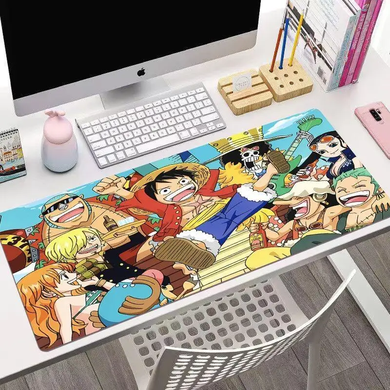 

Коврик для мыши One Piece BANDAI с Монки Д. Луффи и Ророноа Зоро, коврик для клавиатуры, мультяшный дизайн, квадратный элемент, большой размер, модный настольный коврик