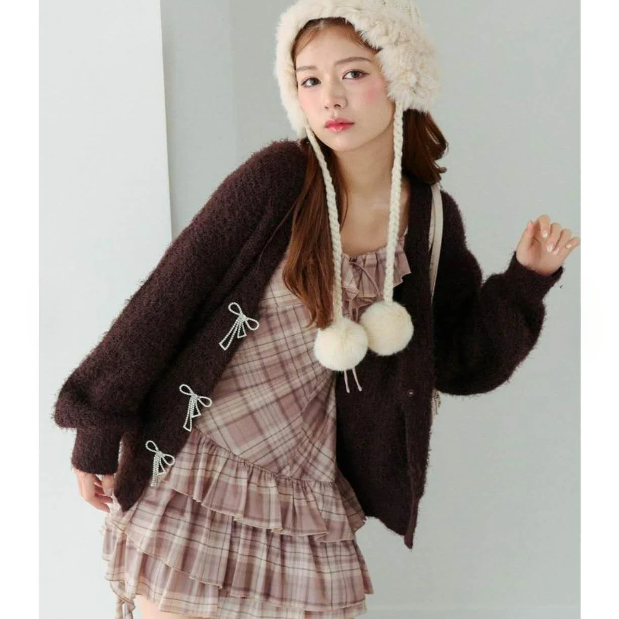 Women's Japanese Style Cute Sweet Girls Pink Knitted Cardigan Jacket Women's Loose Casual Knitwear Top Clothes Autumn and Winter