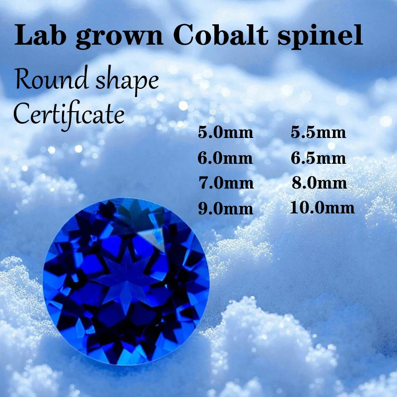 

L-кобальтовая шпинель круглой формы VVS1 выращенный в лаборатории драгоценный камень DIY часы кольцо ожерелье серьги основные материалы с сертификатом оптом