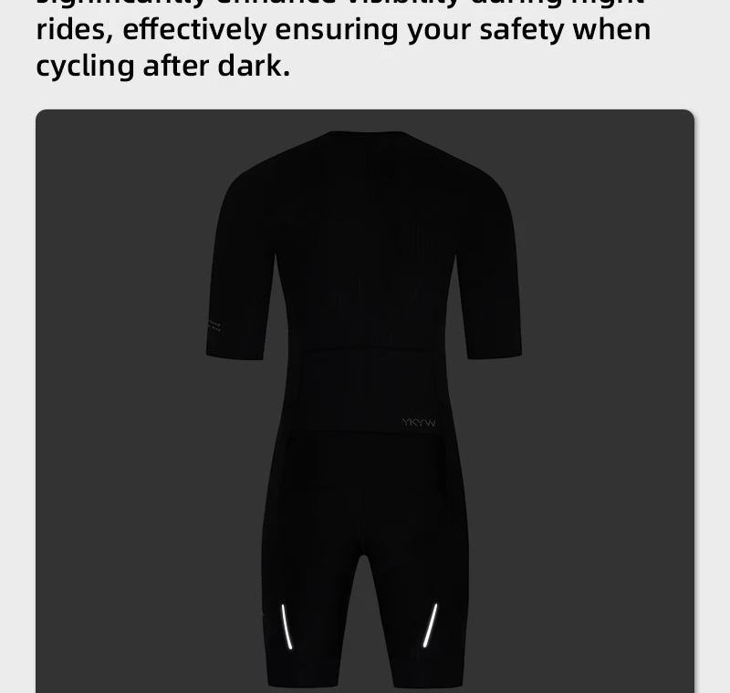 YKYWBIKE Einteiliger Radsport-Skinsuit mit italienischer Interface-Polsterung, aerodynamisches Profi-Elite-Rennrad-Set, Fahrradbekleidung, Shorts – Detail 14