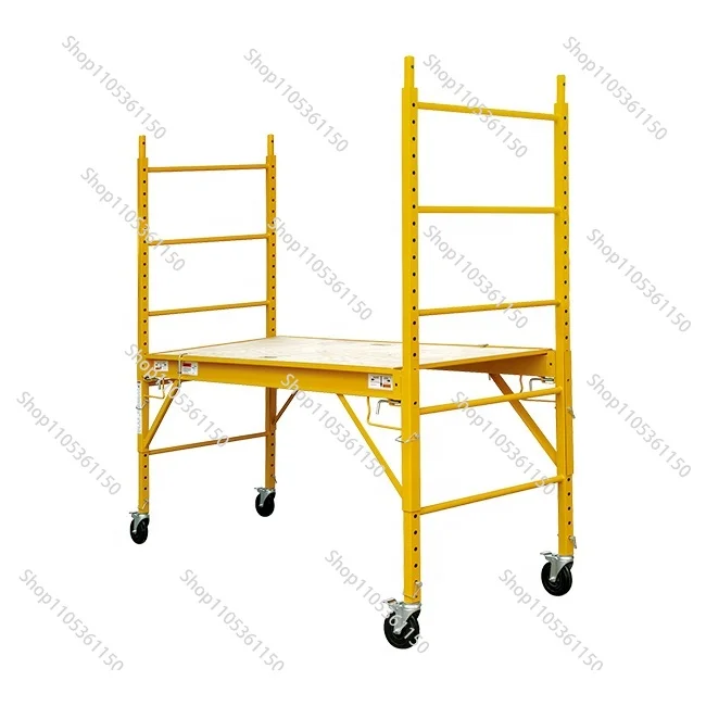 6FT Mobile Scaffolding Wheels Multi-Purpose Combination Steel Frame Folding Ladders for Supermarket Warehouse Apartment School