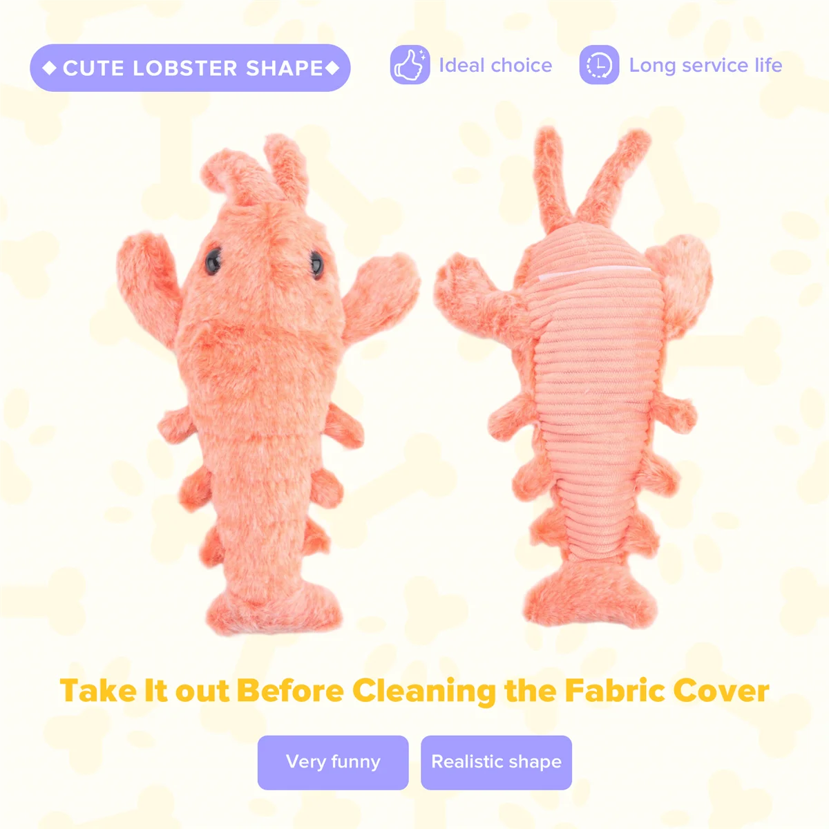 2025+Floppy Lobster Dog Toys Plush Jumping Lobster Interactive Toy Motion Activated Moving Pet Toy, Plush Pet Chew Toy,B