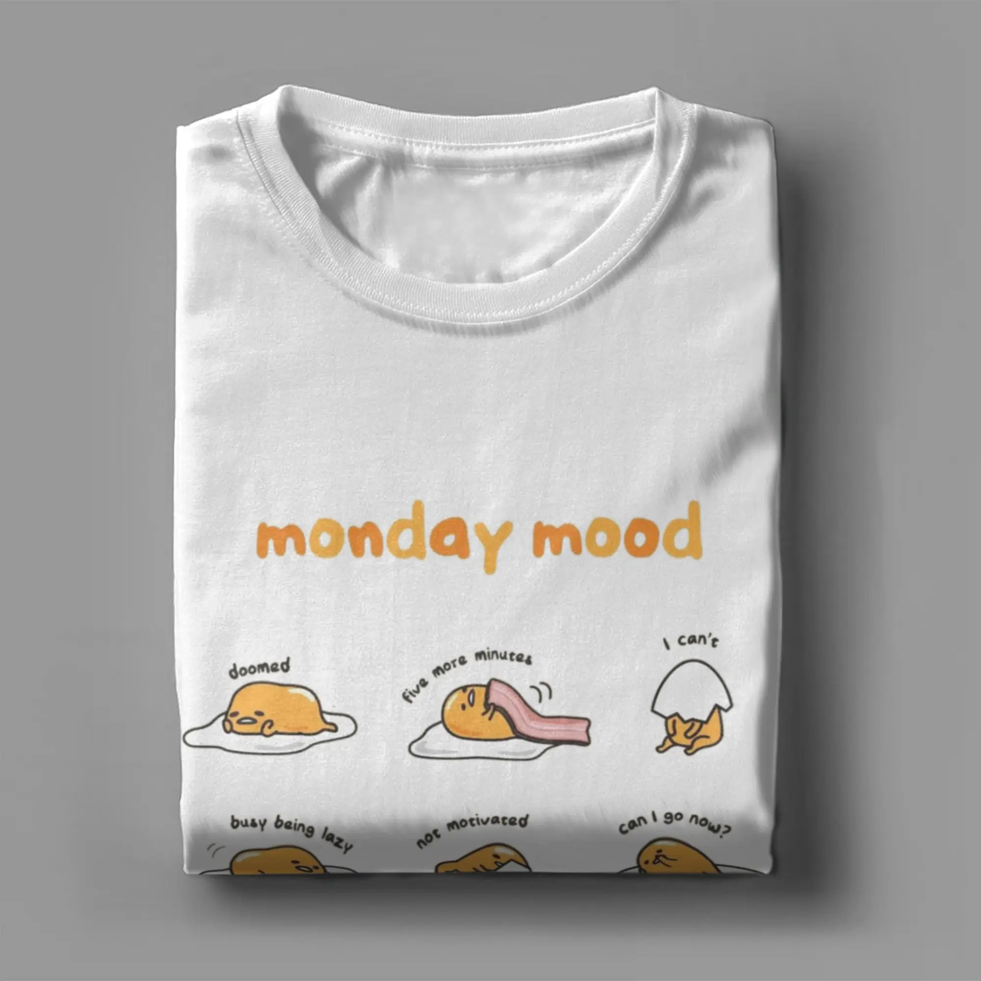 مضحك Gudetama الاثنين تي شيرت للرجال النساء القطن قصير الأكمام الكرتون كسول البيض جولة الرقبة الصيف قمم