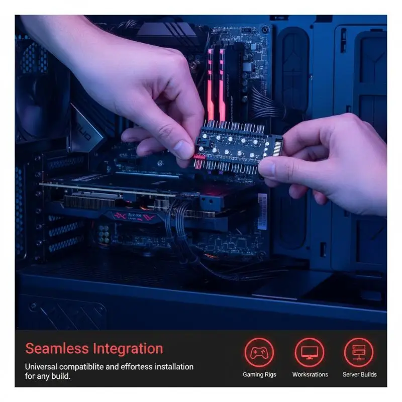 4Pin 10 Port PWM Fan Hub Controller SATA Large 4P Power Splitter Cable Desktop PC Motherboard Cooling Fan Adapter
