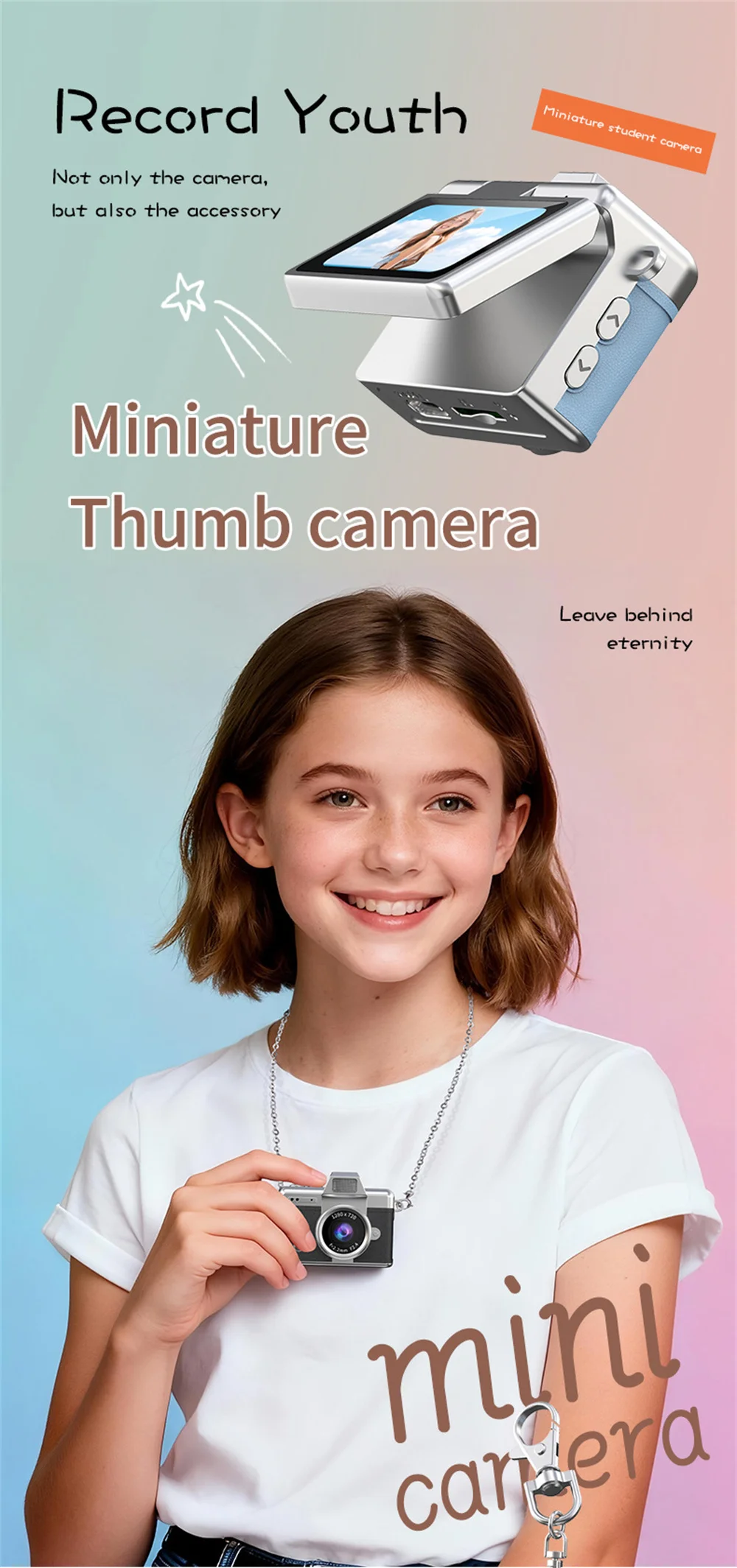 1080P Thumb Mini Camera Keychain Digital Camera Retro Camera HD Photo Travel Outdoor With Screen Support Memory Card for Kids