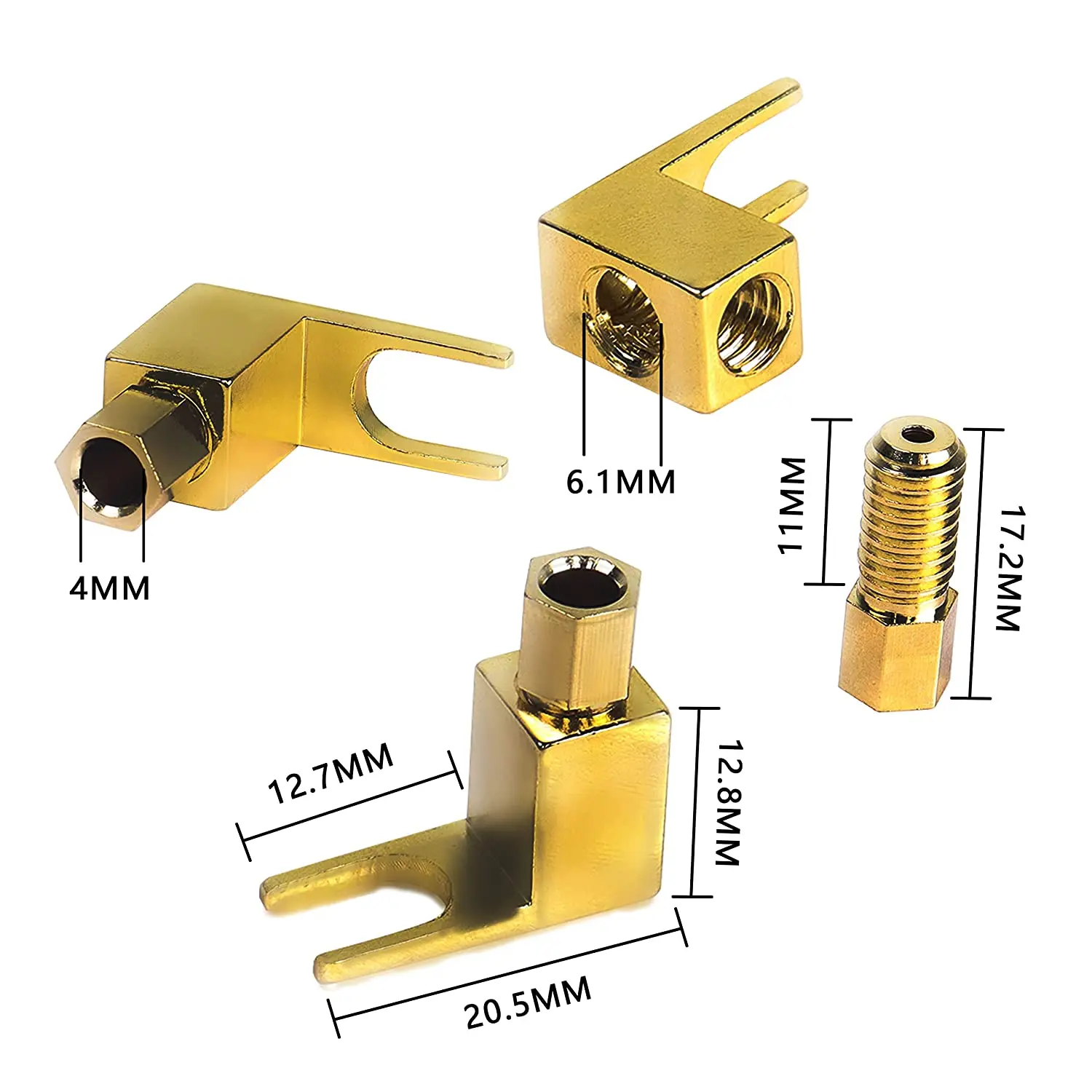 10pcs High Quality gold plated Speaker Fork Jack Connector Spade Plug For 4mm U Banana Plug to spade Adapter