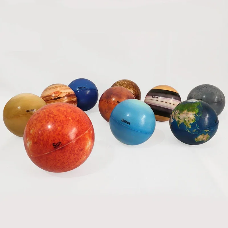 10 Pcs Solar System Planet Balls Stress Relief Educational Toys Safe Sponge Solid Soft Ball Ideal Bouncy PU Ball Toy Gifts