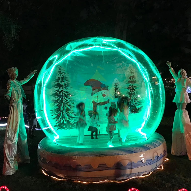 3m 4m Giant Outdoor Inflatable Christmas Snow Globe with Snowman Christmas Tree view 3