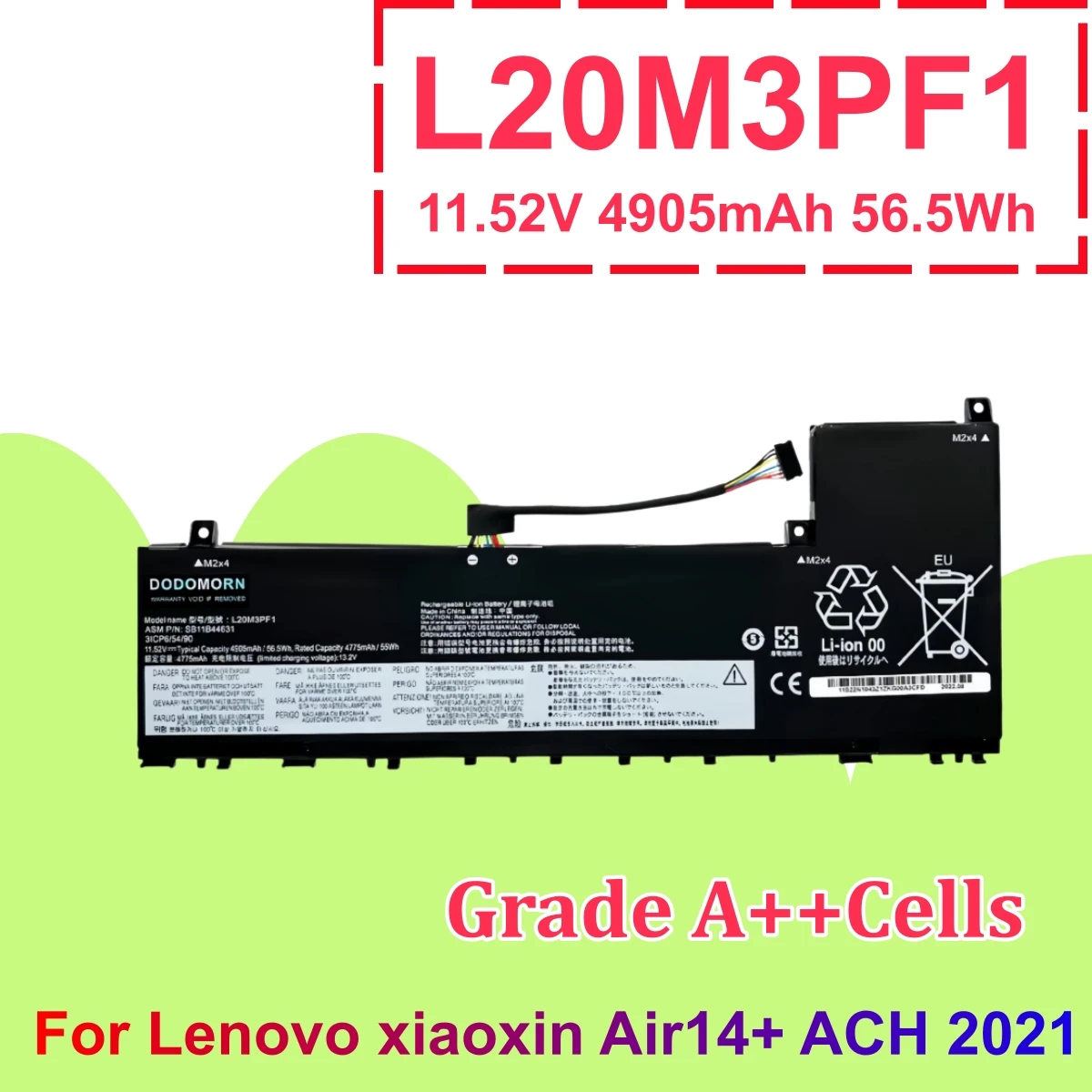 L20M3PF1 Laptop Battery For Lenovo IdeaPad 5 Pro 14 Series XiaoXin Air14 Plus 2021 IdeaPad 5 Pro 14ACN6 14ITL6 14IAP7