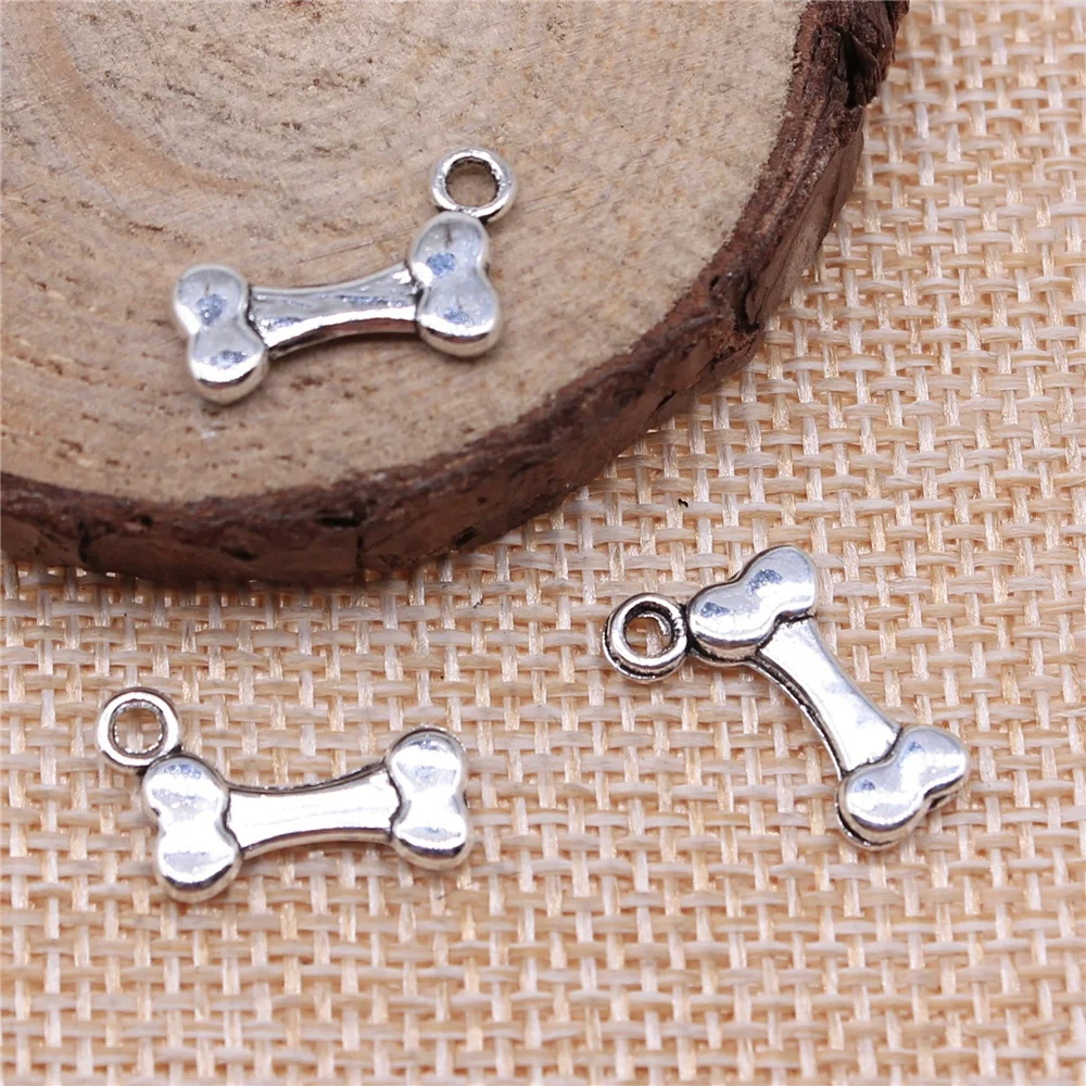 WYSIWYG 20pcs 16x10mm Pendant Bone Bone Charm Pendants For Jewelry Making Antique Silver Color Dog Bone Pendants