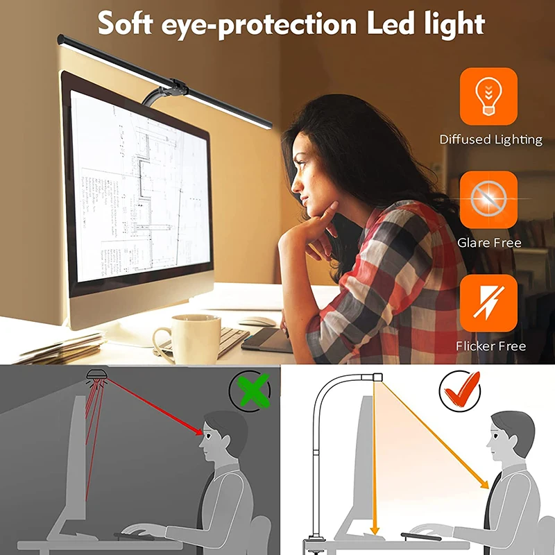 Imagem -05 - Laopao Cabeça Dupla Led Lâmpada de Mesa ue Eua Arquiteto Lâmpadas Escritório 24w Mais Brilhante Modos Cor e Lâmpada Regulável Proteção para os Olhos