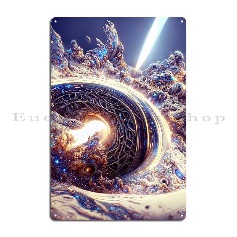 Fractal Black Hole Metal Sign Wall Decor Printing Create Designs Designing Tin Sign Poster