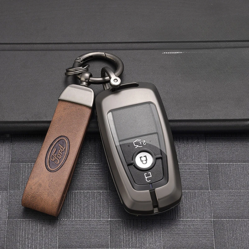 Fit for Ford Focus ST Car Key Cover Double Protection Metal Key Shell and Silicone Key Skin Keyless Entry Smart Remote