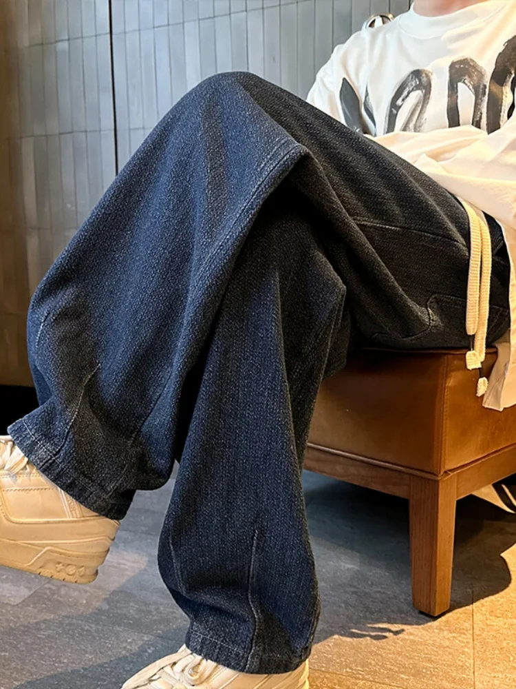 

Мужские джинсы с принтом «Звездная ночь», прямые, свободные, широкие штанины, весна-осень, американский уличный стиль, большие размеры