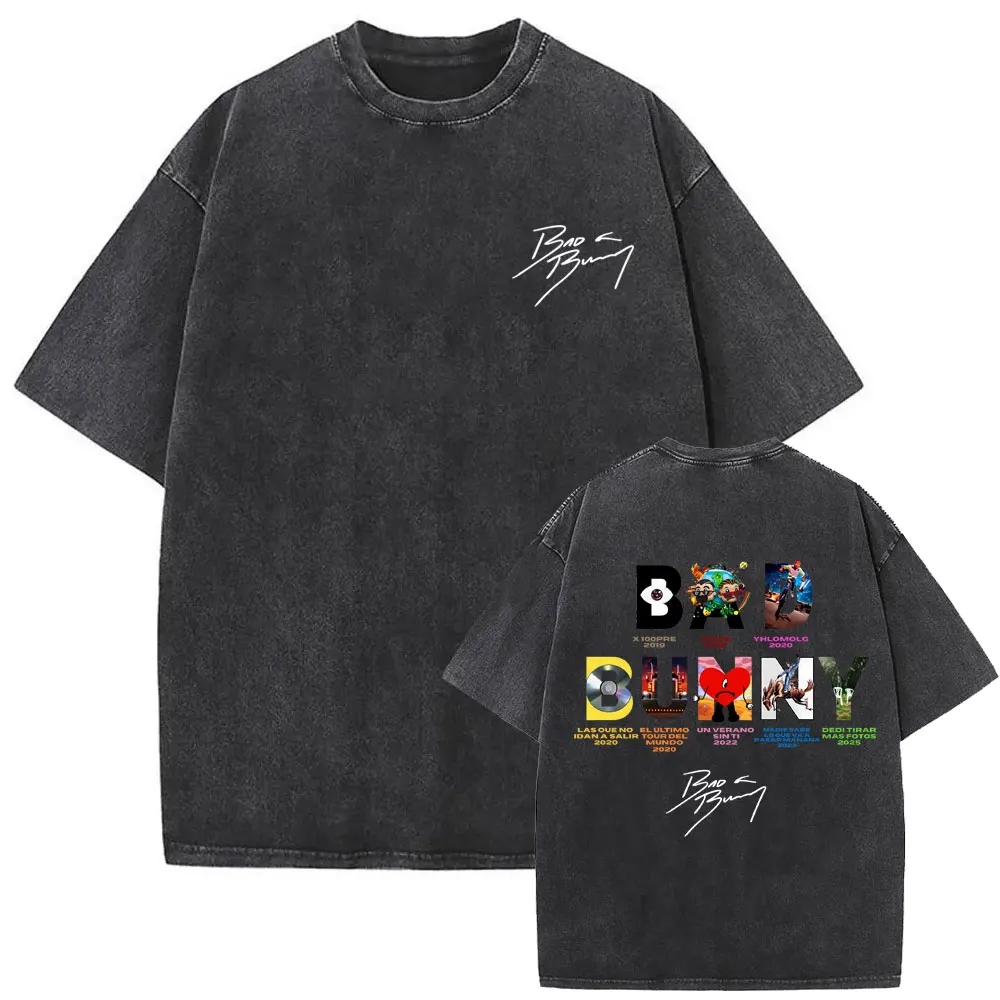Washed Vintage Rapper Bad Bunny Music Album Cover T-shirt DeBi TiRAR MaS FOToS DTMF Merch T Shirts