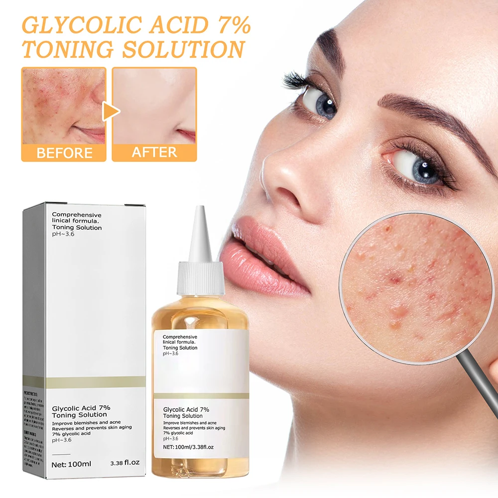 100ml Repairing Facial Oil Nourishing Gentle Glycolic Acid Toner Face Essence Glycolic Acid 7% Toning Solution Skin Care