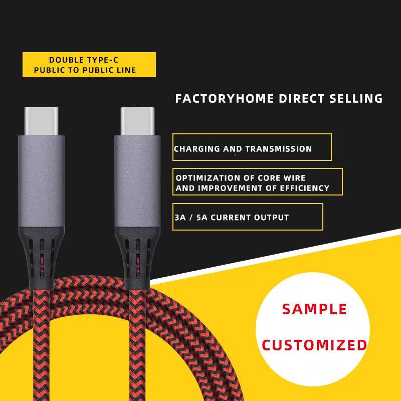 

PD Fast Charging 60W Dual Head C-To-C Braided Charging Cable 20W1 Meter Type-c To Type-c Data Cable