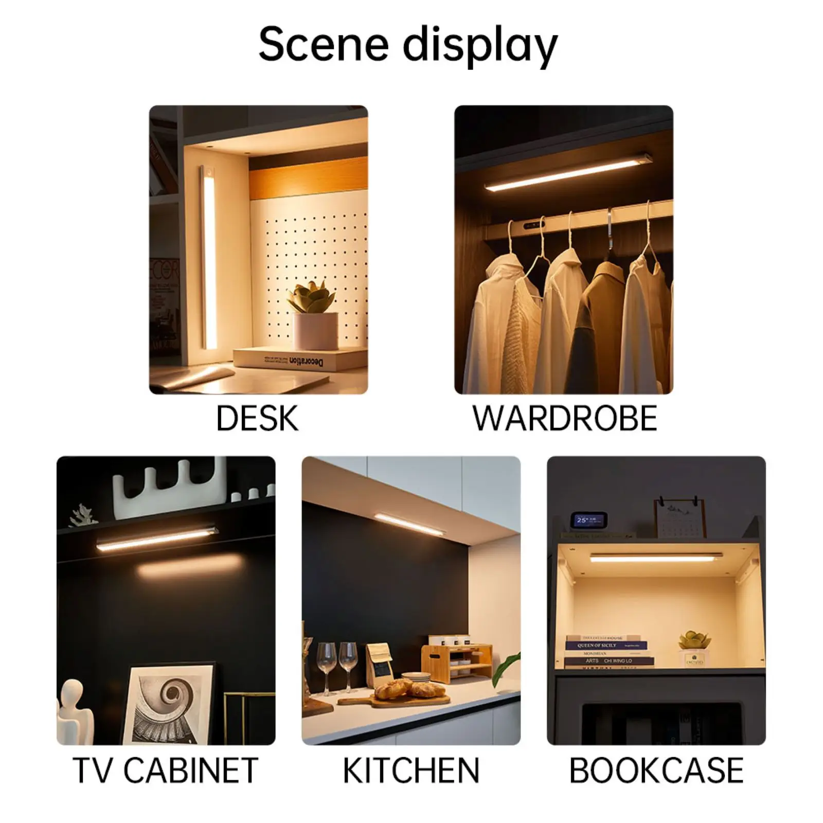 LED Under Cabinet Light Motion Sensor 3 Colors USB Rechargeable Magnetic Dimmable Night Lamp for Kitchen Wardrobe Bedroom Stairs