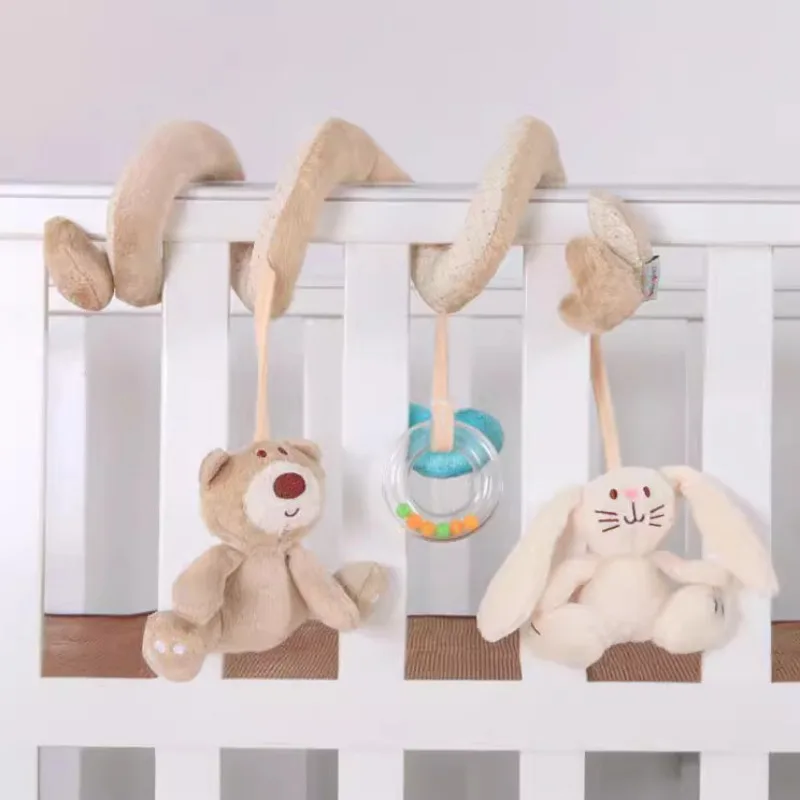 Bebê nórdico cama chocalhos pendurado brinquedos da criança espiral pram brinquedo carrinho de bebê urso de pelúcia coelho móvel 0 6 12 meses carrinho
