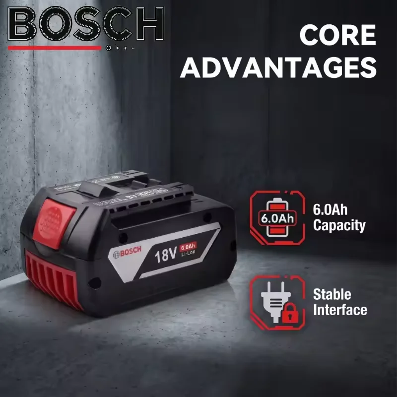 Original Bosch 18V 6.0Ah, Professional Lithium Battery, Bosch BAT609 BAT609G BAT618 BAT618G Rechargeable Power Tool Battery