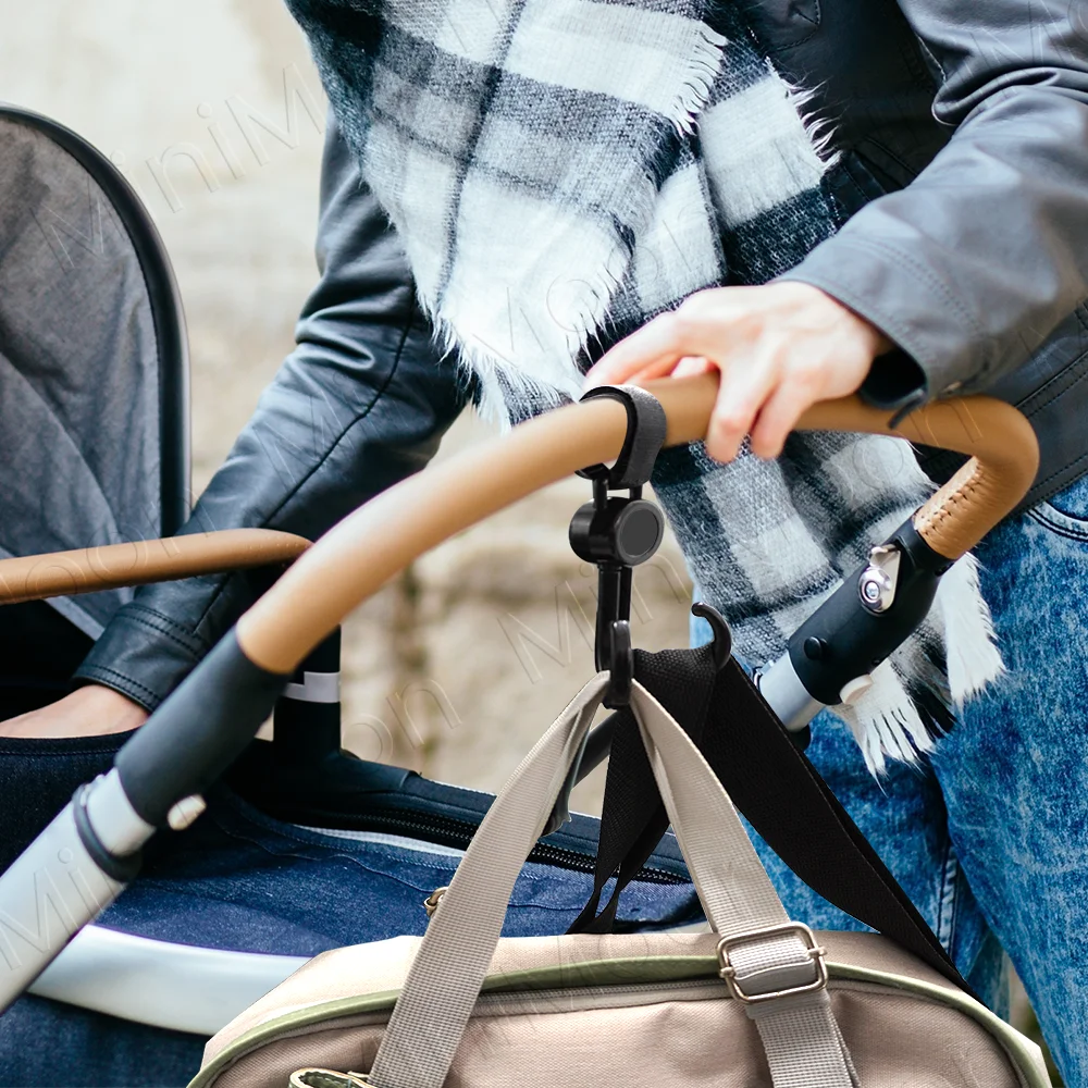 Baby Stroller Hooks, 360° Rotating Organizer for Diaper Bags & Shopping, Universal Fit for Prams & Pushchairs