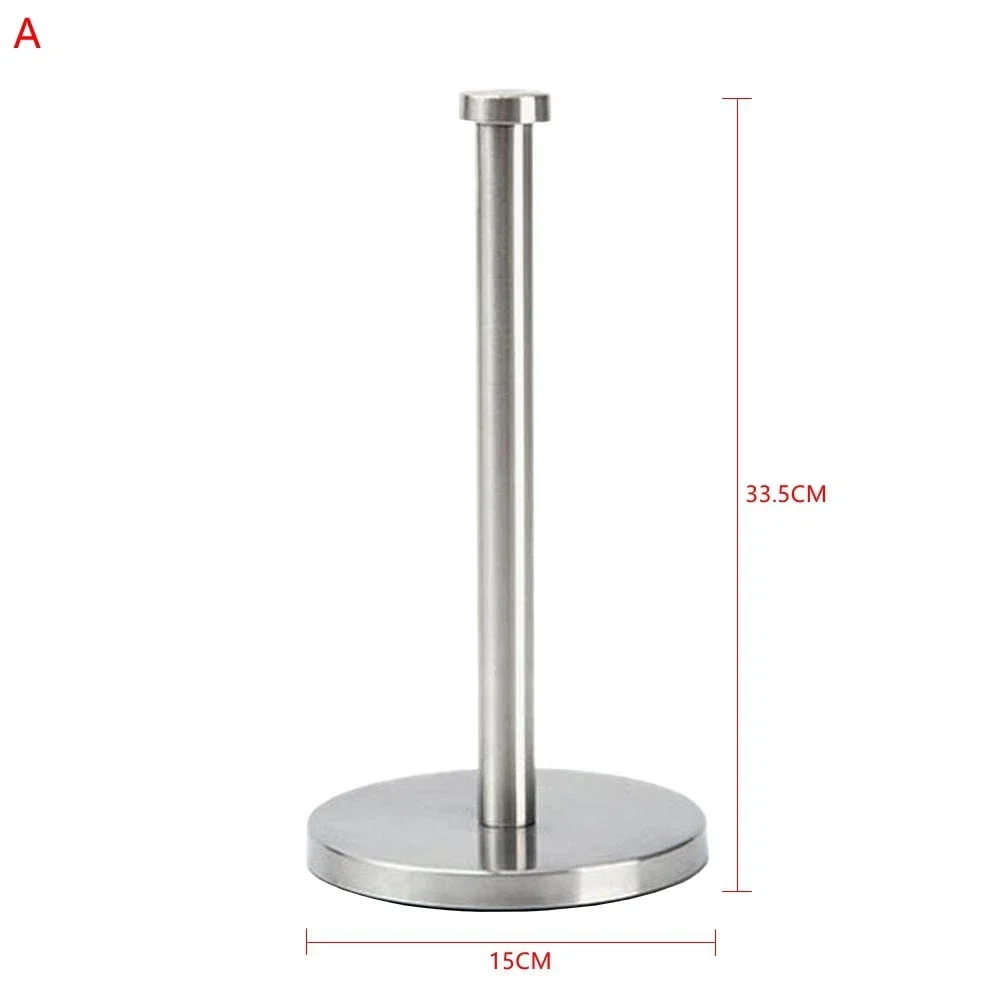 Stainless Steel Kitchen Roll Paper Towel Rack Bathroom Standing Holder Paper Silver Tissue Napkins Rack Home Table Decor