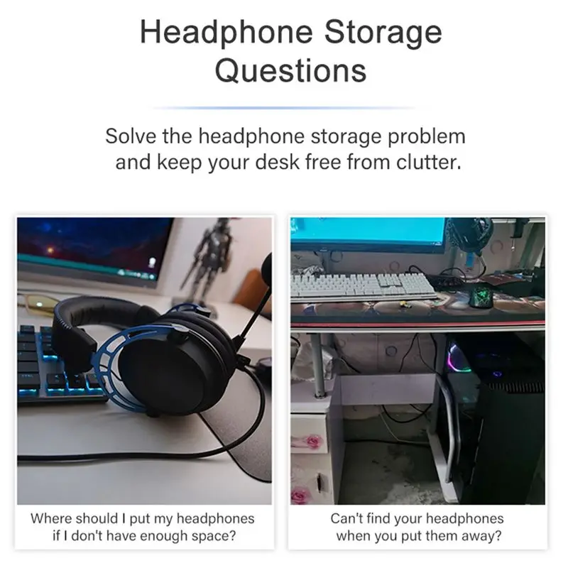 DT21 Clip-on Headset Holder Z20 Universal Hanger Hook Metal Desktop Countertop Brackets for Headphones
