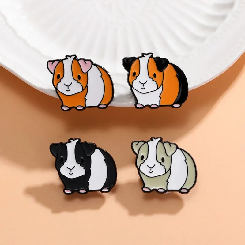 Cute Cartoon Guinea Pig Enamel Brooch Creative Adorkable Goofy Animal Lapel Pin Badge Backpack Clothing Hat Accessories